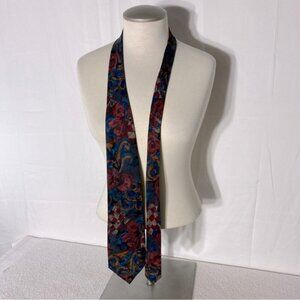 Vintage Giovanni Burgundy Blue Abstract Print Tie